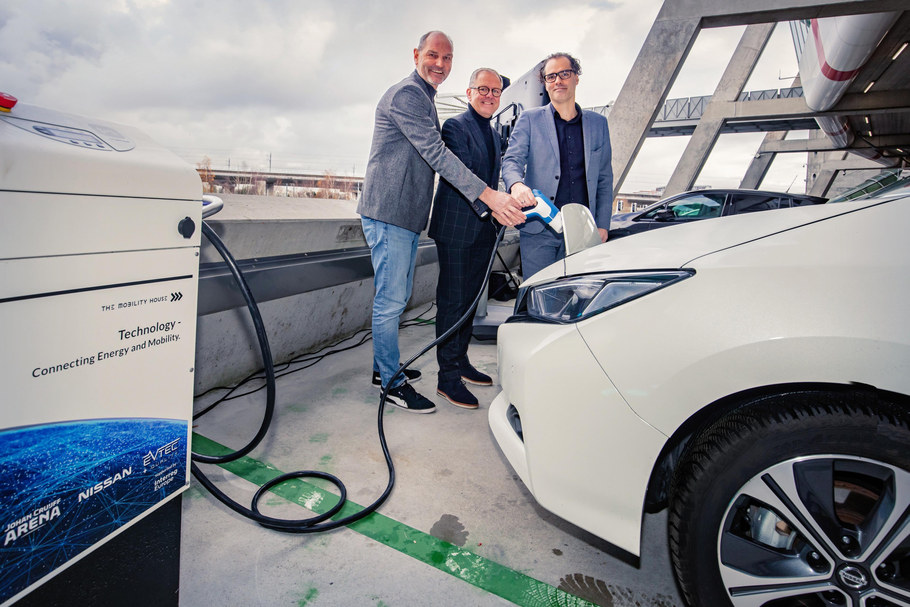 Electric car being charged