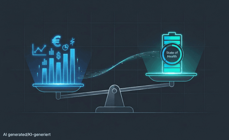 A scale symbolising the tradeoff between BESS revenue opportunities and battery degradation
